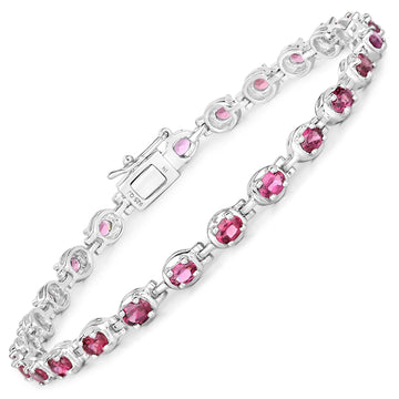 5.25 Carat Genuine Rhodolite .925 Sterling Silver Bracelet